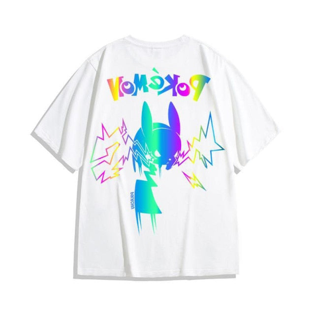 Pokemon Pikachu Reflective Losse Cotton T-shirt  Unisex