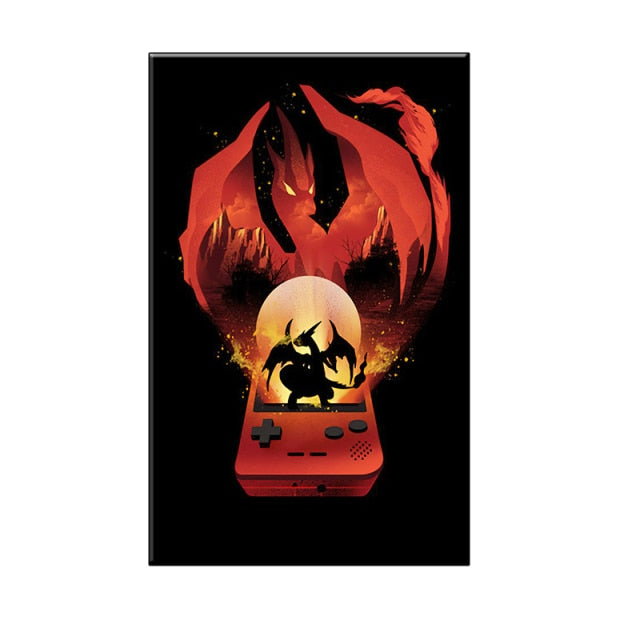charizard pokemon card poster A with a picture of a volcano in the PICRYL As long as this Pokemon is on your Bench Pokmon Charizard Card Canvas Poster