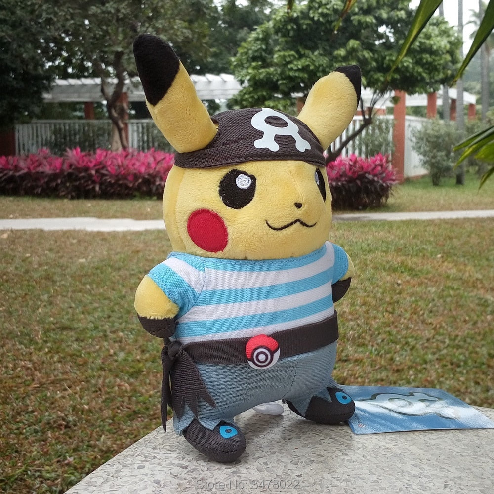 Pikachu in team aqua costume poké plush.