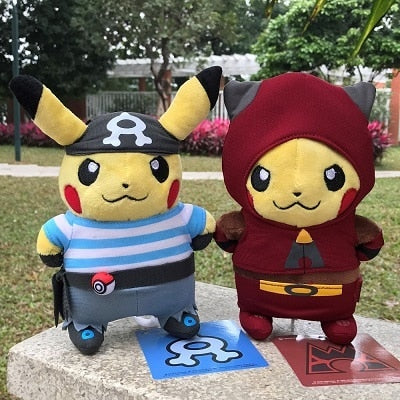 Pikachu in team aqua costume poké plush.